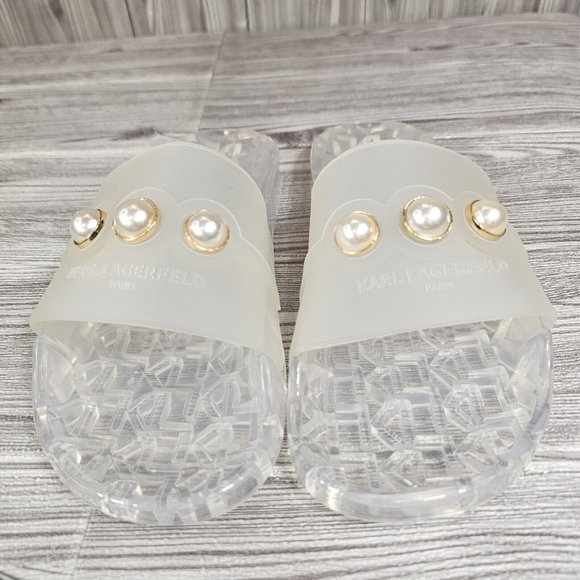 KARL LAGERFELD TulaRubberPool Slide Sandals Transparent Clear-Women's Size 7 NEW - Picture 13 of 15